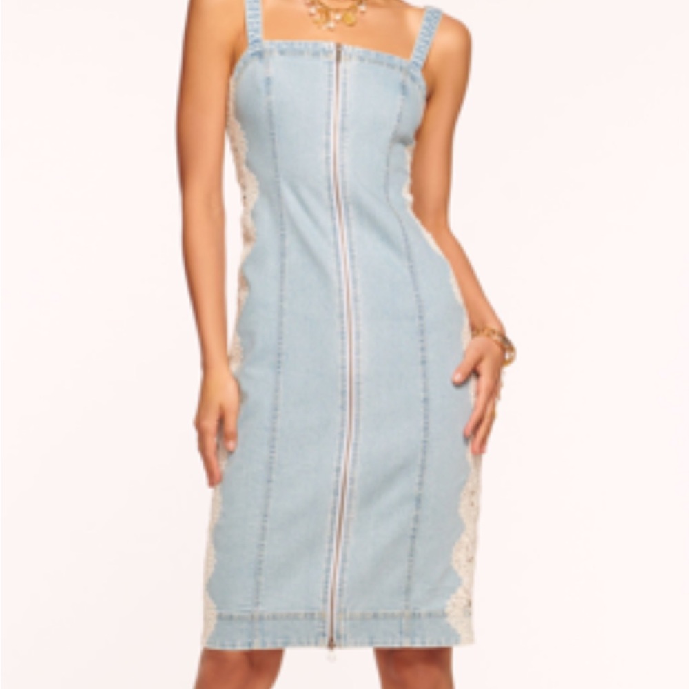 Ramy Brook Kathyrn Denim Midi Dress with Lace